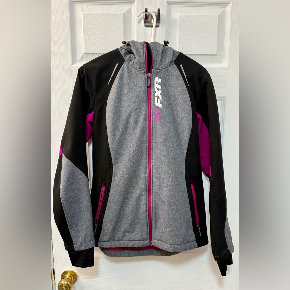 FXR Women's Gray and Black Ski Jacket with Purple Accents